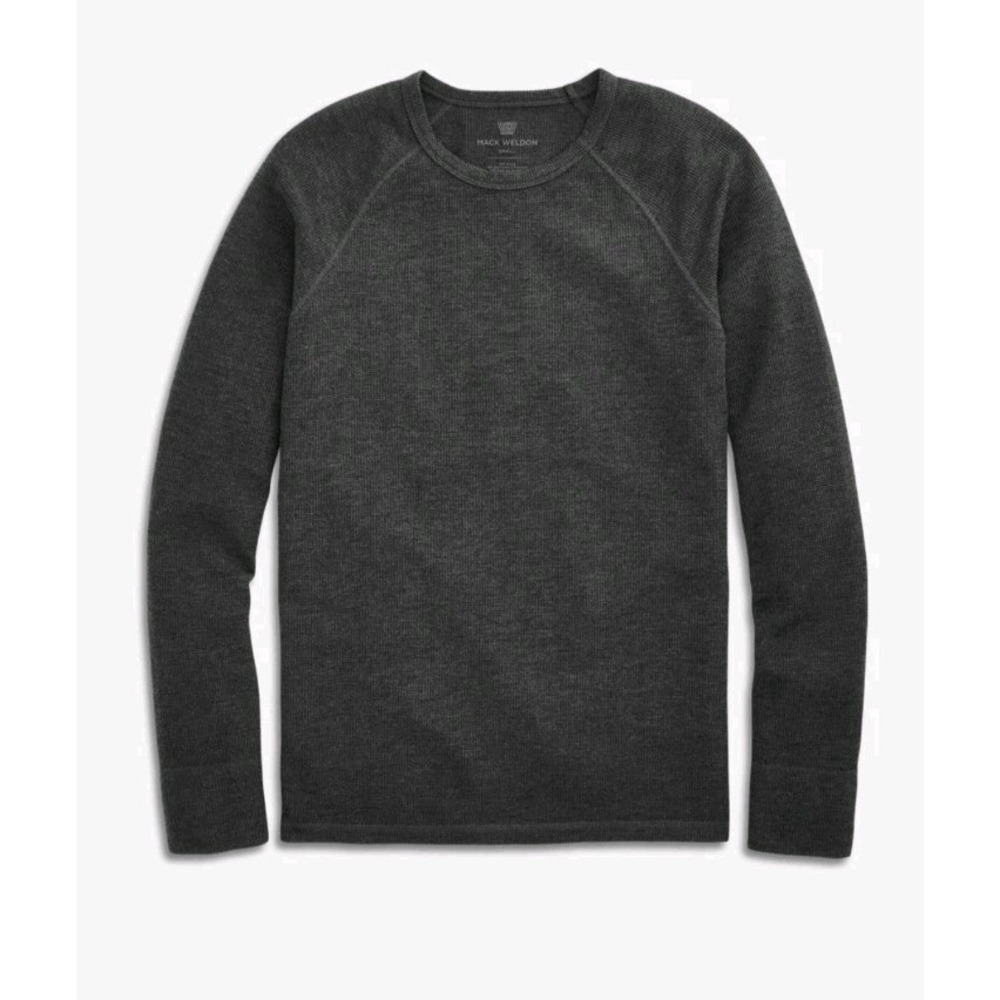 Mack Weldon Mens M Charcoal Gray Thermal Waffle Knit Long Sleeve Shirt Wool